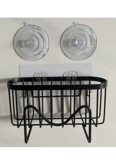 Dianziye Paslanmaz Çelik Lavabo Organizatörü - Su Akışlı Mutfak Gereçleri Depolama Rakı - Sıvı Akışı Sağlayan Evcil Malzeme Tutucu Siyah - 1 Adet İz Olmayan Yapıştırıcı + 1 Çift Süspansiyon Diğer