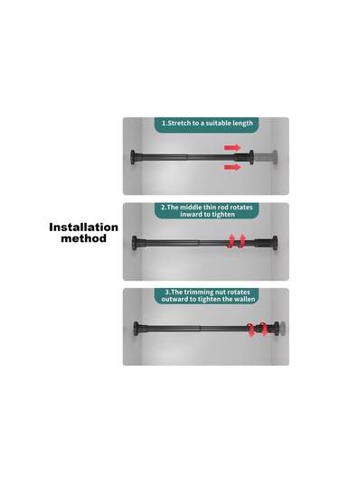 Qingmipy Stainless Steel Yeşil Uzayabilir Örtü Çubuğu - Duş Perdesi, Giysi Kurutma, 110-200cm, Delmezsiz Montaj Siyah