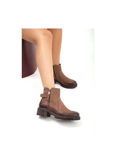 Tamer Tanca Kadın Hakiki Deri Bej Günlük Bot 322 1950807 Bn Bot Sk21-22 Vızon Nubuk Vizon