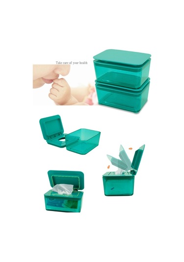 Sones Islak Mendil Kutusu Plastik Taşınabilir Çok Fonksiyonlu Çekmece Kapaklı Koyu Yeşil