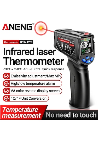 Butuglobal Aneng Th06 Yağ Sıcaklığı Yüksek Hassasiyetli Lazer Pişirme Kızılötesi Su Termometresi Turuncu