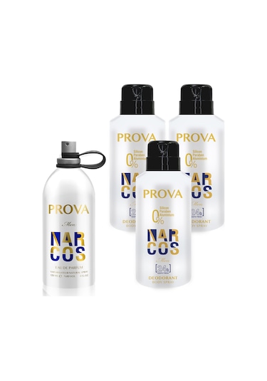 Prova Narcos Erkek Parfüm EDP 120 ML + Deodorant 3 x 150 ML