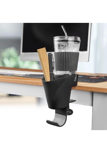 Pazly Suntek Masa Kalem Tutucu Bardak Kulaklık Kancası 3'ü 1 Arada Siyah Diğer