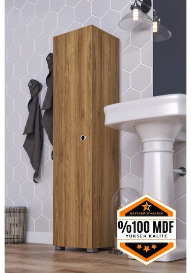 Boy Banyo Dolabı Çok Amaçlı Dolap Kiler Dolabı Kahverengi