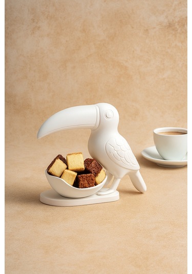 Oxyteez Kuş Figürlü Dekoratif Sunumluk Beyaz Renk Reçine Tasarım Ev Ve Ofis Dekorasyonu