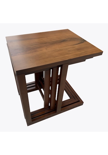 Riva 3'Lü C Zigon Sehpa-Ceviz Kaplamalı-Tamamı Ahşap