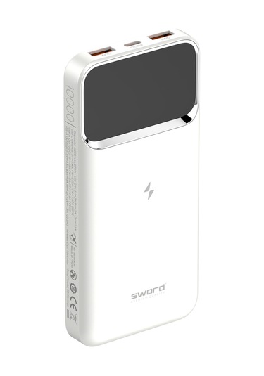 Sword 10.000mah Kablosuz Powerbank 22.5w Pd&qc Hızlı Şarj Type-c+usb+wireless Beyaz Sw-wq11 BEYAZ