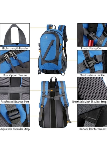 Novahub Çok Cepli Sıkıştırma Kayışlı Kamp, Yürüyüş Ve Seyahat Çantası Mavi Mavi