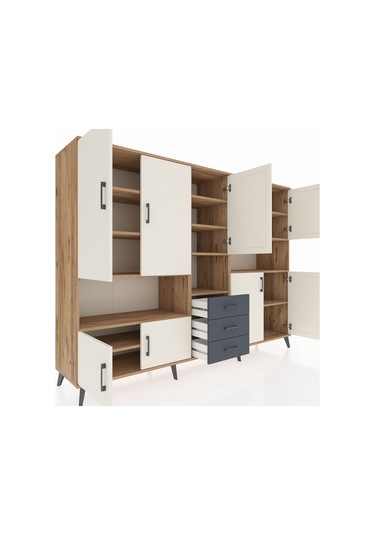 Hyperion Dolap 13 Raflı 3 Çekmeceli 9 Kapaklı 220x44x163 Çam-ayta Çam-aytaşı/antrasit