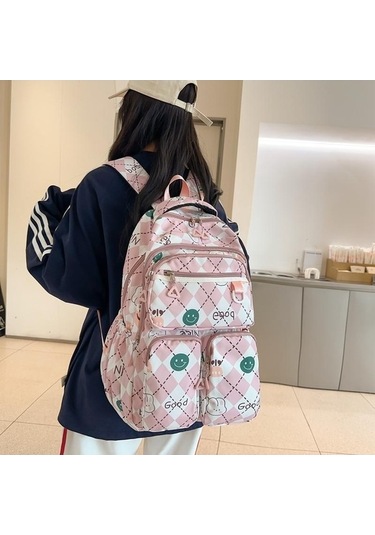 Dancemonkey Sırt Sırt Seyahat Öğrenci Mavi Kapasiteli Kadın Çantası Çantası Büyük Baskı Wh Mavi