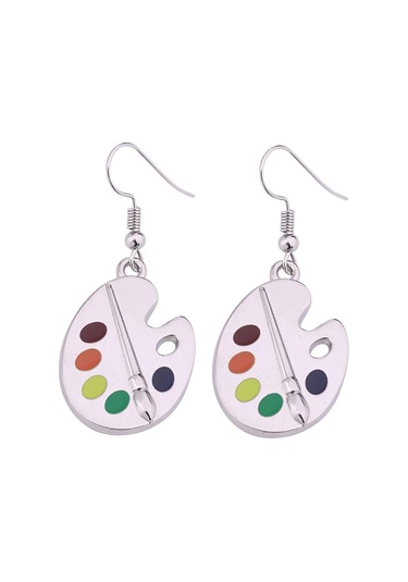 Fırçalarla Boya Paletleri Şeklinde Sarkan Küpeler Tre Çok Renkli