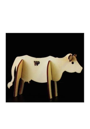 Ahşap Maket Hayvanlar Çocuklar Için Öğretici Boyanabilir - İnek