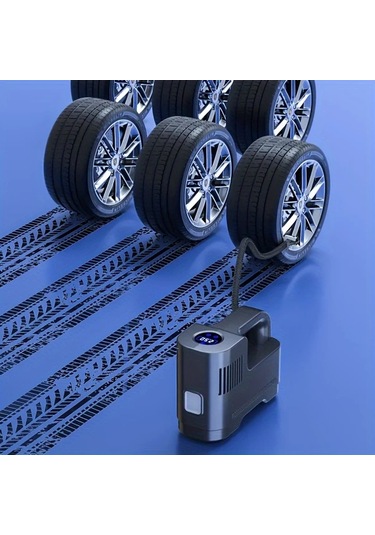 Siyah Taşınabilir Dijital Lastik Şişirici Led Işıklı - Çakmak Gücüne Bağlı, Arabalar & Motosikletler İçin Uygun
