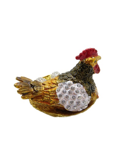 Swarovski Taşlı Yumurtalı Tavuk - Gizli Hazneli Masaüstü Hediyeli