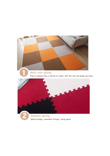 12 Kısa Peluş Köpük Bulmaca Alan Halı, 30 Cm 12x12in , Oyun, Dekor Ve Güvenlik İçin Birbirine Geçen Paspaslar Mavi+beyaz