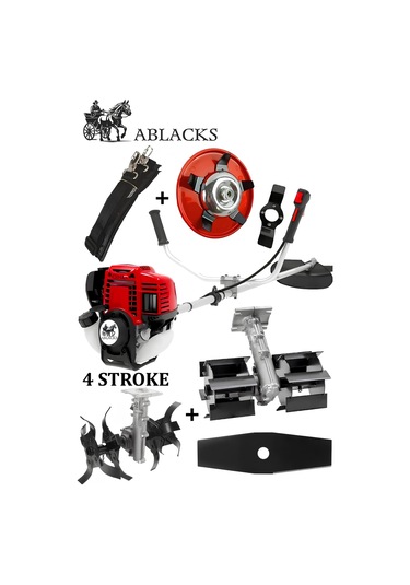 Ablacks C-52  4 Zamanlı Profesyonel Yan Tırpan + Toprak Çapalama Aparatı 2 Adet Çapa + Toprak Karıştırıcı