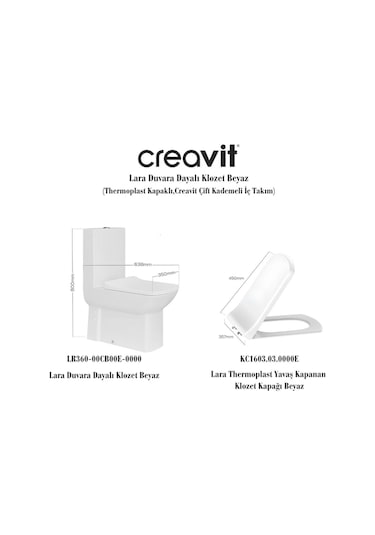 Creavit LR360 Duvara Sıfır Kanallı Klozet Yavaş Kapak