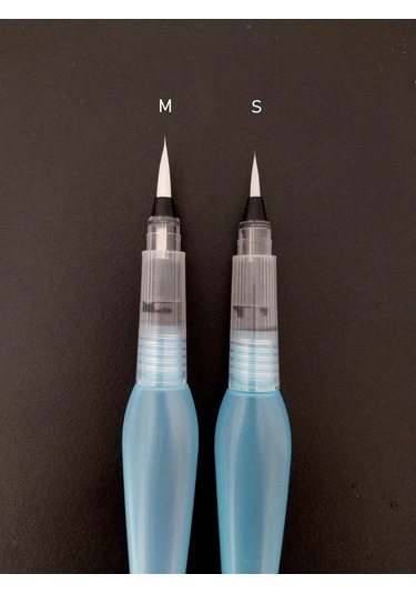 Fırça Uçlu, Brush Pen, Sulu Boya, Su Ve Mürekkep Hazneli, Boyama Kalem Mavi-m-s Beden