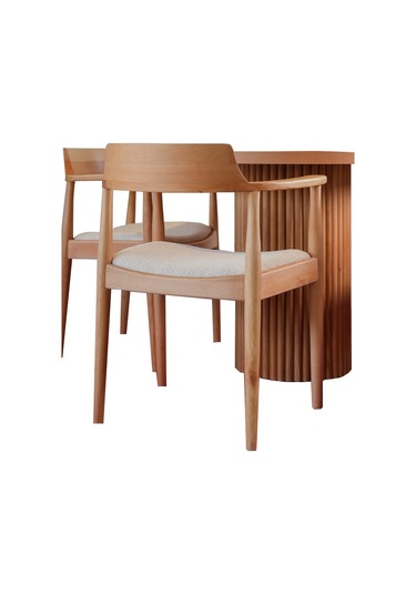Sardes İskandinav Natural Ahşap Masa Sandalye Takımı 90x90 Natural