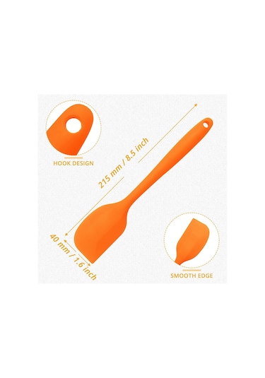 Silikon Kaşık Spatula Seti 6lı Yanmaz Yapışmaz Çizmez Turuncu27cm
