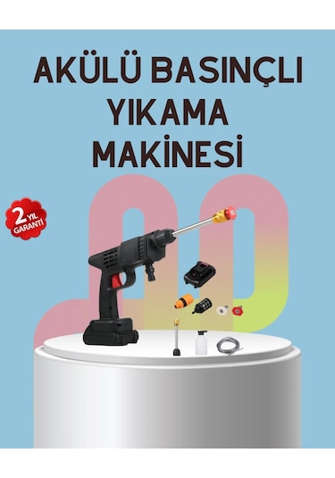 Yüksek Basınçlı Şarjlı Yıkama Tabancası Su Tabancası Hortumlu Çok Renkli