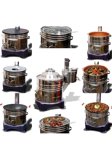 Yaramış 19 Parça Çift Musluklu Semaver - Güveçli - Tandırlı - Saçlı Mangal Seti