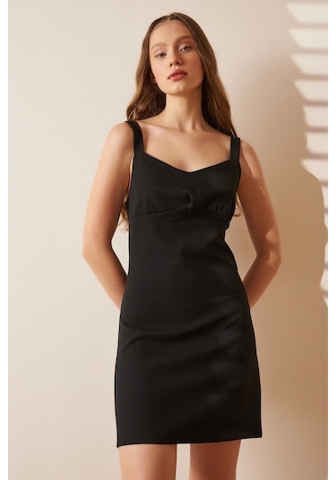 Askılı Mini Elbise Siyah