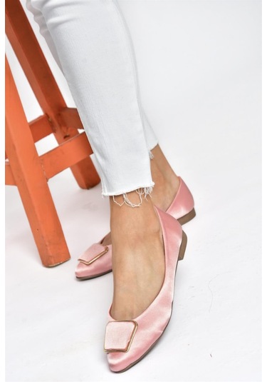 Fox Shoes P726776304 Pudra Saten Kumaş Kadın Babet Pudra