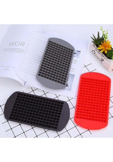 Mufunye Kırmızı 160 Hücreli Silikon Buzluk Kalıbı - 1cm Küçük Kareler, Yemek Grubu, Hızlı Dondurma, Esnek, Yıkama Makinesine Uygun Çok Renkli