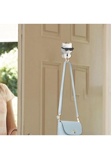 Singree Kedi Figürlü Zıplayan Gözlü Abs Makyaj Tutucu, Deliksiz 10kg Yük Taşıyan Dekoratif Anahtar Tutucu