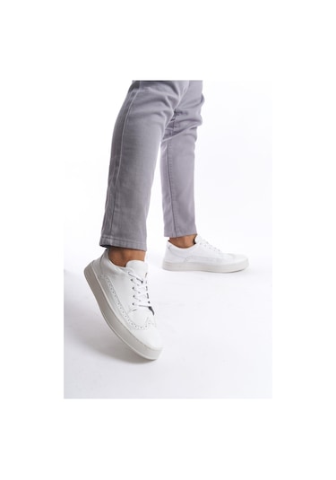 Mubiano Hakiki Deri Erkek Spor Ayakkabı & Sneaker Beyaz-mbkry013-b Beyaz