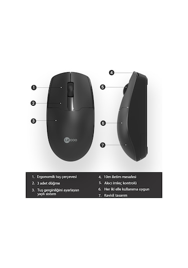 Lecoo WS204 Kablosuz 1200DPI 3 Tuşlu Optik Mouse