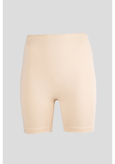 Ceylanoğlu 6'lı Bayan Likralı Diz Üstü Katlamalı Tayt-282 Ten