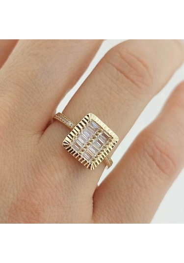 Altınbeyı Baget Taşlı Altın Yüzük 14 Ayar 2.30 Gram Abyyzk0150