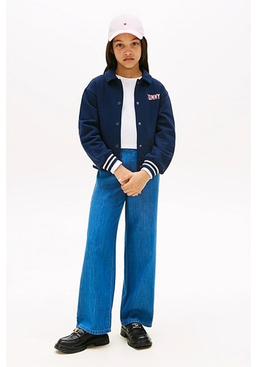 Kız Çocuk Kolej Yaka Bomber Sweatshirt - Lacivert Dark Night Navy