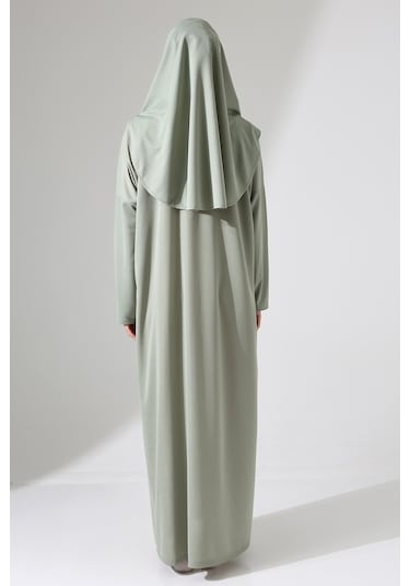 Başörtülü Tek Parça Namaz Elbisesi - Mint Yeşili - 5015 Mint Yeşili