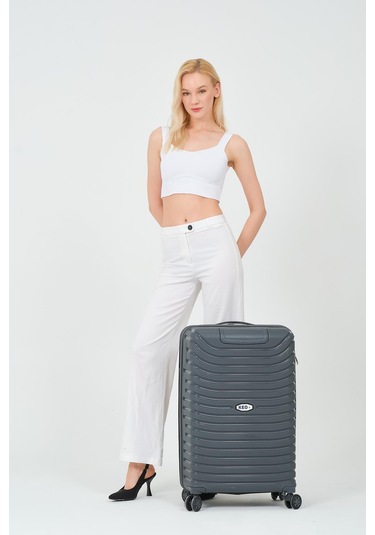 Keo-plus Gri Orta Boy Silikon Kırılmaz Pp Valiz Siyah