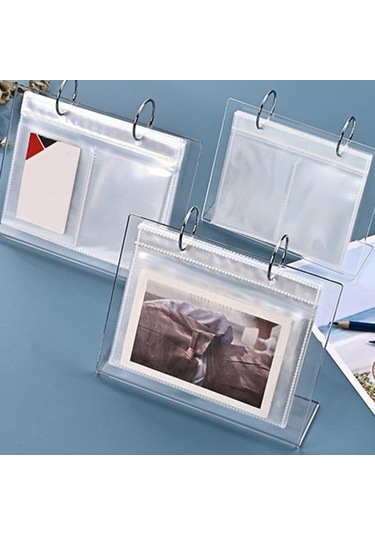 3-6 İnç Masaüstü Küçük Fotoğraf Albümü Akrilik Flip-up Mini Fotoğraf Kitabı Fotoğraf Vitrin Rafı 34/68 Cepler Masa Üstü Resim Ekran Standı S