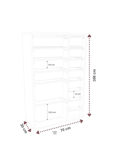 %100 Mdf - Large Duo 14 Sepetli Oyuncak Dolabı Mavi