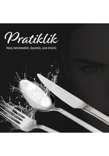 Serenk New York Çelik Çatal Kaşık Bıçak Takımı 18 Parça Gümüş