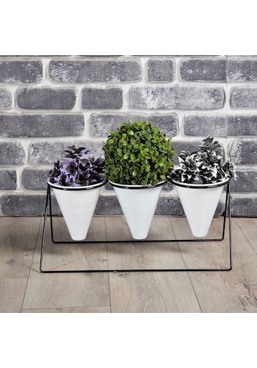 Fullreyon Vıpclass 3 Saksılı Metal Çiçek Standı - Saksılar Dahil - Vsb Diğer