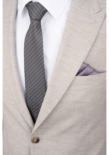 Hatemoğlu Bej Slim Fit Sivri Yaka Yünlü Takım Elbise 2963532 Bej