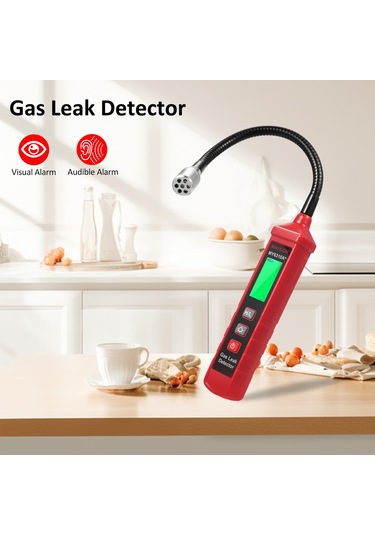 Yaozixa My6310a+ Kırmızı Taşınabilir Yakıcı Gaz Tespit Cihazı, 8 İnç Sondalı, Doğalgaz/propan/metan Sızıntı Kontrolü, Pil İçermez