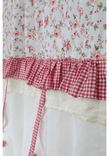 Potlu Tül Perde Provence Fırfırlı Rose Pembe