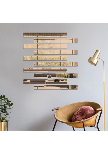 Decorıta Ayna - 10'Lu Takım Şerit Ayna Çok Renkli