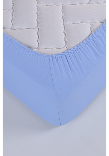 Penye-likralı Lastikli Çarşaf, 100 200 Tek Kişilik %100 Pamuk-elastan Örme Kumaş, 200 Gr/m²v Mavi