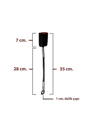 Emniyet Kemeri Kilit Uzun Çelik Halat Bağlama Klipsi 35 Cm