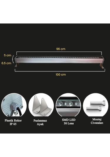 Wallwasher 36w 100 Cm Mavi Işık Rengi Duvar Boyama