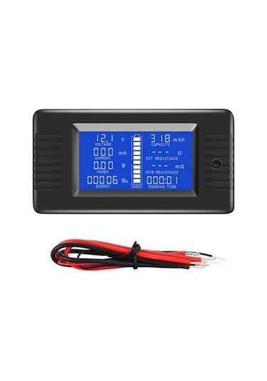 Pil Test Cihazı Dedektörü Dijital Dc Amp Volt Güç Kapasitesi Direnç Ölçer Siyah