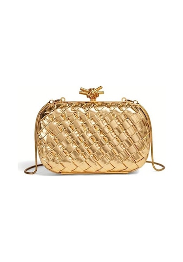 Trendooze Tianchishop Kadınlar İçin Altın Dokuma El Çantası Siyahımsı Yeşil Şık Boyut Siyah - Yeşil